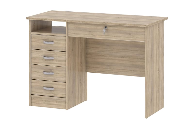 Function skrivebord 109 cm med oppbevaring skuffer + hylle