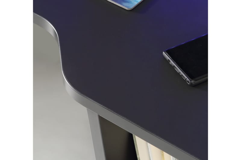 Gaming Skrivebord Kilcott 160 cm med Oppbevaring 2 Hyller - Svart - Skrivebord - Databord & PC bord