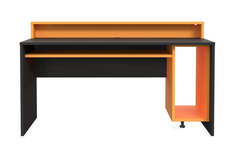 Gaming Skrivebord Kilcott 160 cm med Oppbevaringshylle - Svart/Oransje - Skrivebord - Databord & PC bord
