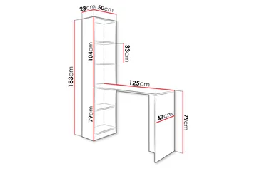 Gdeide Skrivebord 125 cm med Oppbevaringshylle - Hvit - Møbler - Bord - Kontorbord - Skrivebord