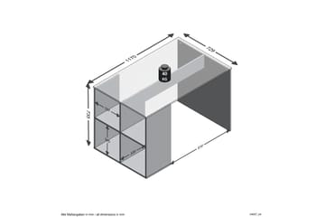Gent Skrivebord 117 cm med Oppbevaringshyller - Grå/Natur - Møbler - Bord - Kontorbord - Skrivebord