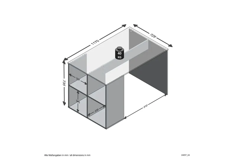Gent Skrivebord 117 cm med Oppbevaringshyller - Hvit - Møbler - Bord - Kontorbord - Skrivebord