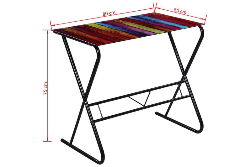 Glass skrivebord med regnbue design - Flerfarget - Skrivebord - Databord & PC bord