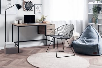 Grantha Skrivebord 120 cm med Oppbevaring 2 Skuffer - Lysebrun/Svart - Møbler - Bord - Kontorbord - Skrivebord