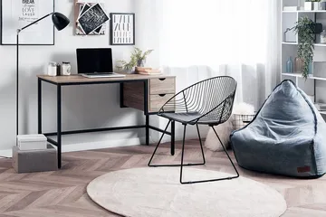 Grantha Skrivebord 120 cm med Oppbevaring 2 Skuffer - Lysebrun/Svart - Møbler - Bord - Kontorbord - Skrivebord