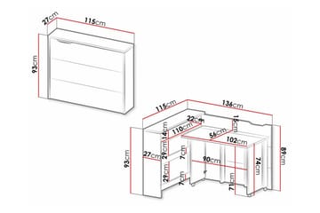Grianan Skrivbord 136 cm White - Møbler - Bord - Kontorbord - Skrivebord - Hjørneskrivebord