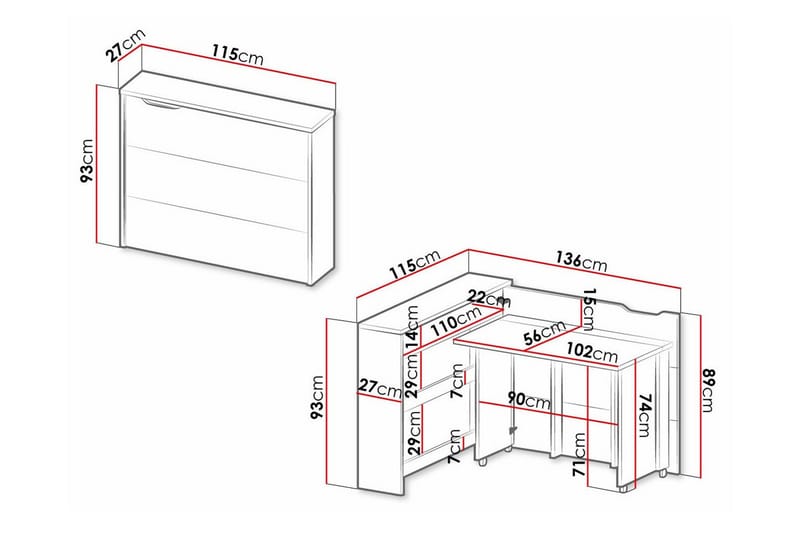 Grianan Skrivbord 136 cm White - Møbler - Bord - Kontorbord - Skrivebord - Hjørneskrivebord