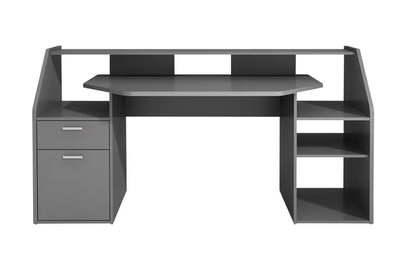 Harvilchuck Skrivebord med Oppbevaringshyller + Skuff + Skap - Grå - Møbler - Bord - Kontorbord - Skrivebord