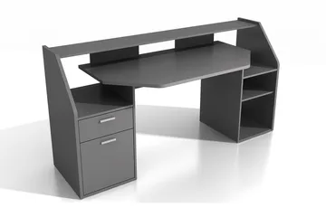 Harvilchuck Skrivebord med Oppbevaringshyller + Skuff + Skap - Grå - Møbler - Bord - Kontorbord - Skrivebord
