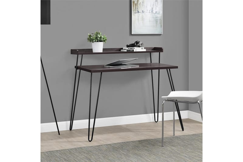 Haven Skrivebord 114 cm med Oppbevaringshylle Espresso/Svart - Dorel Home - Møbler - Bord - Kontorbord - Skrivebord