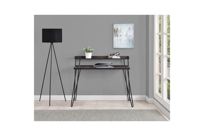 Haven Skrivebord 114 cm med Oppbevaringshylle Espresso/Svart - Dorel Home - Møbler - Bord - Kontorbord - Skrivebord