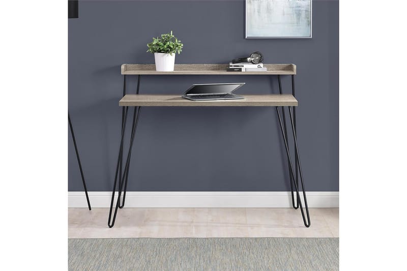 Haven Skrivebord 114 cm med Oppbevaringshylle Grå/Svart - Dorel Home - Møbler - Bord - Kontorbord - Skrivebord