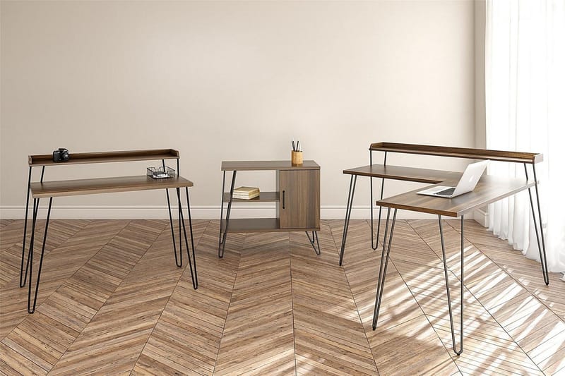Haven Skrivebord 114 cm med Oppbevaringshylle Valnøttsbrun/S - Dorel Home - Møbler - Bord - Kontorbord - Skrivebord