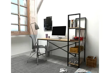 Hejde Skrivebord 160 cm med Oppbevaringshyller - Brun/Svart - Møbler - Bord - Kontorbord - Skrivebord