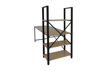 Hejde Skrivebord 160 cm med Oppbevaringshyller - Brun/Svart - Møbler - Bord - Kontorbord - Skrivebord