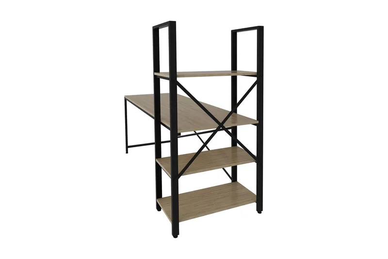 Hejde Skrivebord 160 cm med Oppbevaringshyller - Brun/Svart - Møbler - Bord - Kontorbord - Skrivebord