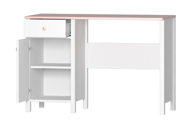 Hilts Skrivbord 110 cm med Förvaring Låda + Skåp NO_BRAND Vit||Pink - Møbler - Bord - Kontorbord - Skrivebord