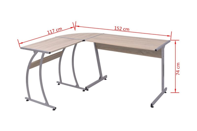 Hjørnepult L-Formet Eik - Brun - Skrivebord - Databord & PC bord