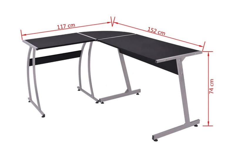 Hjørnepult L-formet svart - Svart - Skrivebord - Databord & PC bord