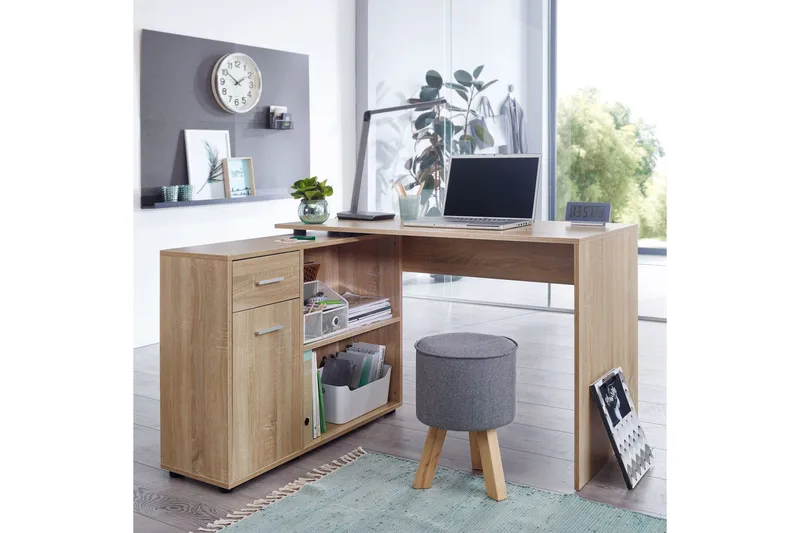 Gulshan Hjørneskrivebord 120 cm - Brun/Natur - Møbler - Bord - Kontorbord - Skrivebord - Hjørneskrivebord