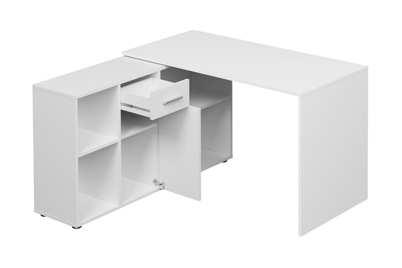 Hjørneskrivebord Arminon 120 cm med Oppbevaring - Hvit/Beige - Hjørneskrivebord