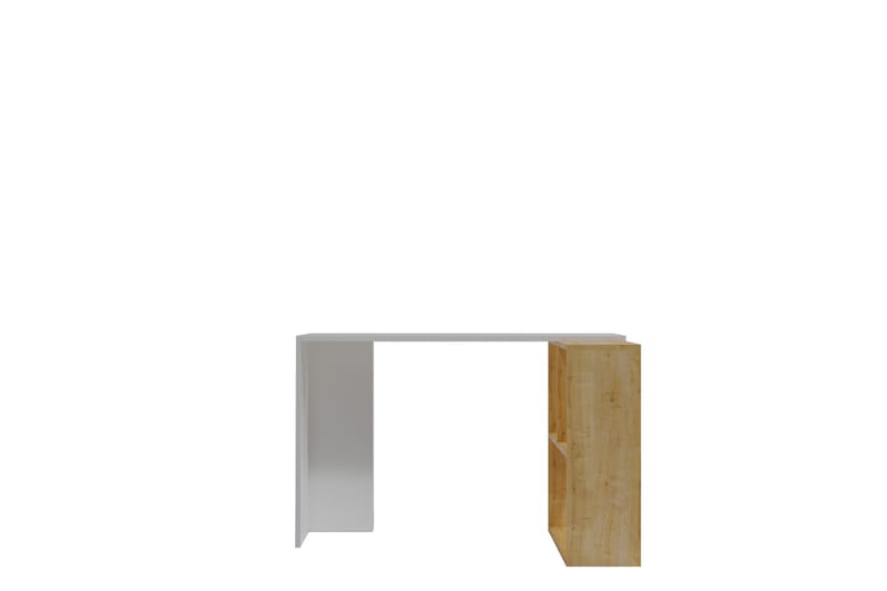 Hjørneskrivebord Canstein 120 cm med Oppbevaringshyller - Natur/Hvit - Hjørneskrivebord