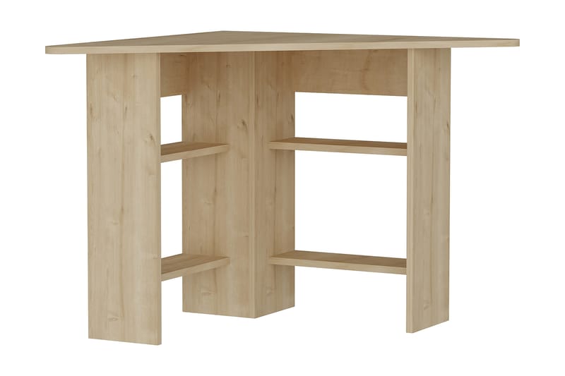 Hjørneskrivebord Cornera 80 cm med Oppbevaringshyller - Natur - Hjørneskrivebord
