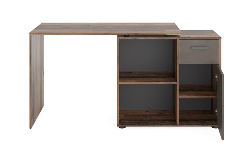 Hjørneskrivebord Thapar 117 cm med Oppbevaring - Mørkebrun - Hjørneskrivebord