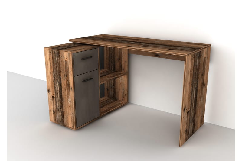 Hjørneskrivebord Thapar 117 cm med Oppbevaring - Mørkebrun - Hjørneskrivebord