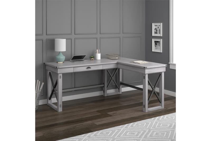 Hjørneskrivebord Wildwood Hvit - Dorel Home - Møbler - Bord - Kontorbord - Skrivebord - Hjørneskrivebord