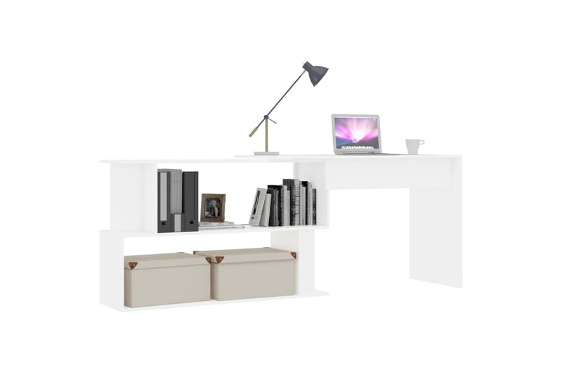 Hjørneskrivebord hvit 200x50x76 cm sponplate - Hvit - Skrivebord - Databord & PC bord