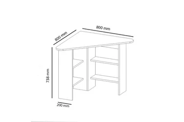 Oderzo Hjørneskrivebord 80 cm med Oppbevaringshyller - Antrasitt - Møbler - Bord - Kontorbord - Skrivebord - Hjørneskrivebord