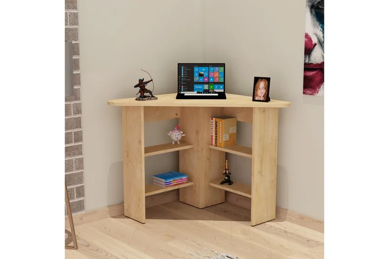 Oderzo Hjørneskrivebord 80 cm med Oppbevaringshyller - Natur - Møbler - Bord - Kontorbord - Skrivebord - Hjørneskrivebord