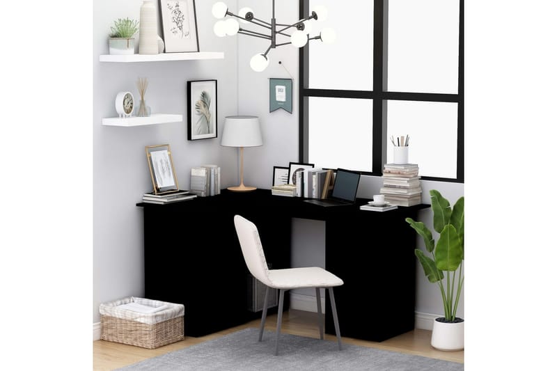 Hjørneskrivebord svart 145x100x76 cm sponplate - Svart - Skrivebord - Databord & PC bord