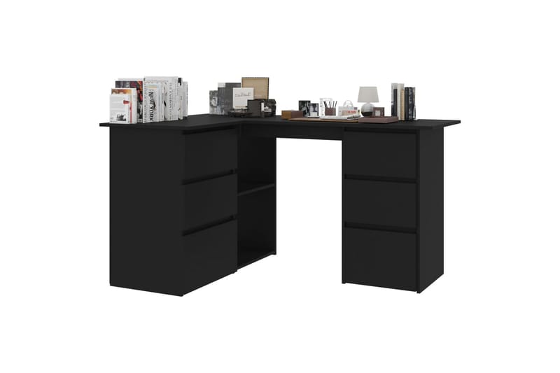 Hjørneskrivebord svart 145x100x76 cm sponplate - Svart - Skrivebord - Databord & PC bord