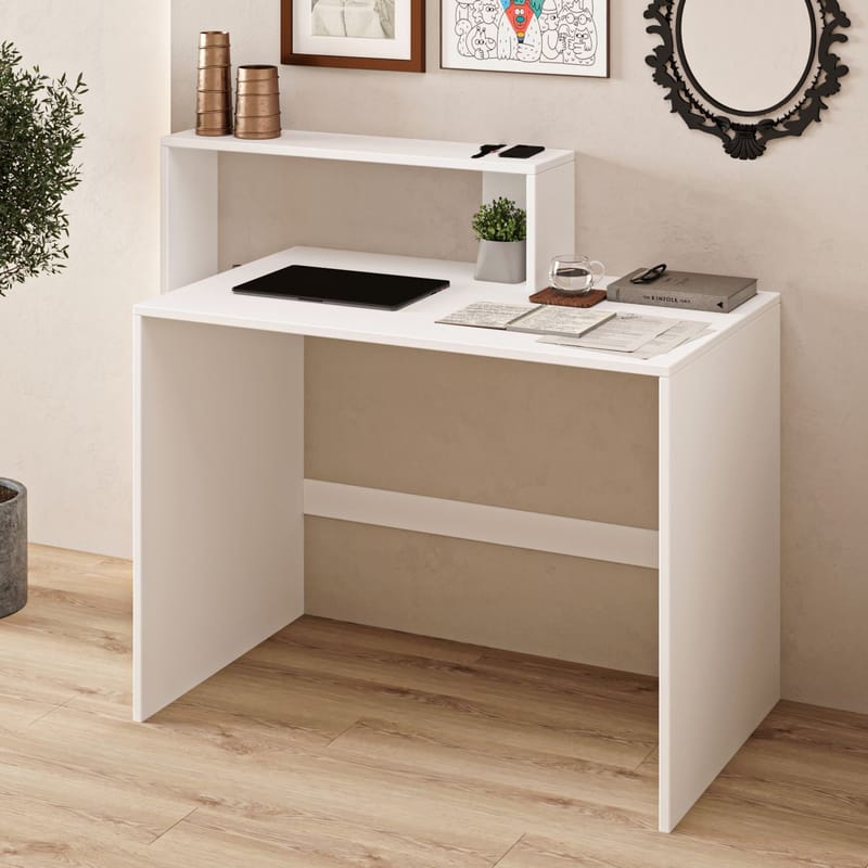 Skrivebord Homitis Amber (121,8 x 96 x 55 cm) Hvit - Møbler - Bord - Kontorbord - Skrivebord