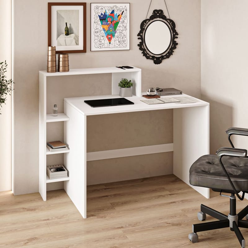 Skrivebord Homitis Amber (121,8 x 96 x 55 cm) Hvit - Møbler - Bord - Kontorbord - Skrivebord