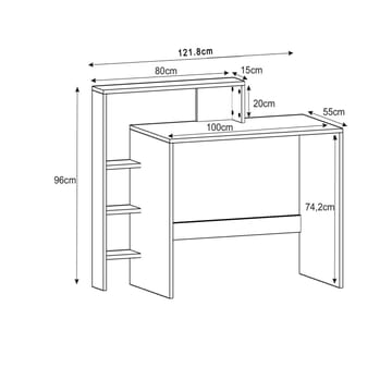 Skrivebord Homitis Amber (121,8 x 96 x 55 cm) Hvit - Møbler - Bord - Kontorbord - Skrivebord