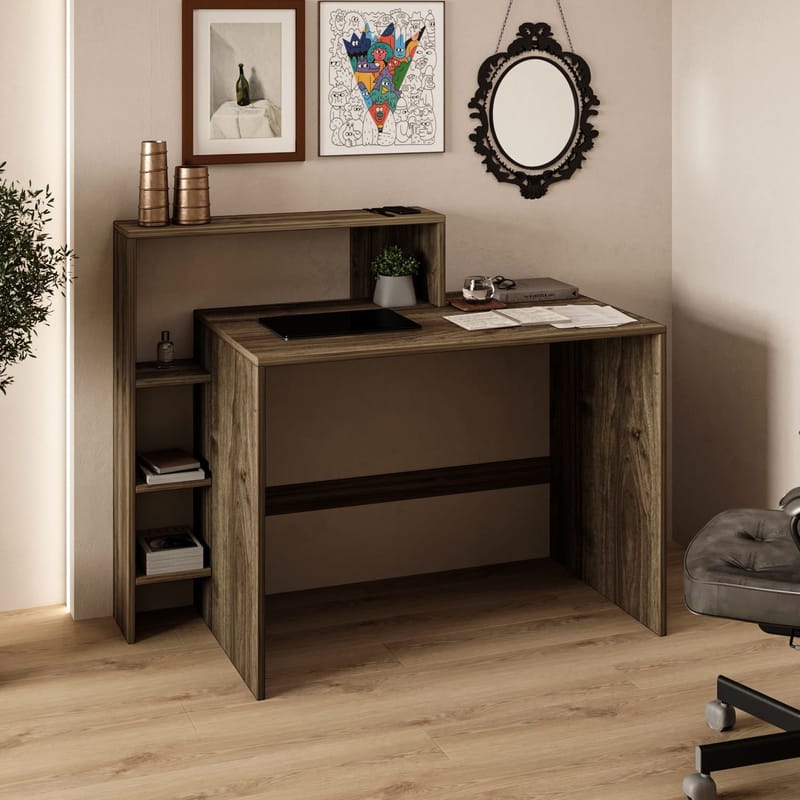 Skrivebord Homitis Amber (121,8 x 96 x 55 cm) Valnøtt - Møbler - Bord - Kontorbord - Skrivebord