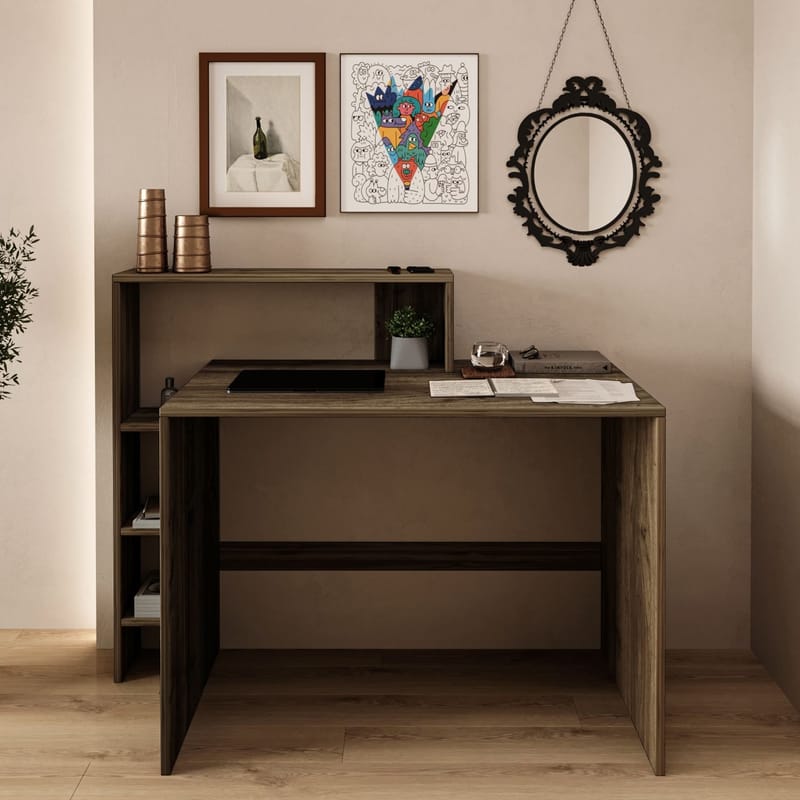 Skrivebord Homitis Amber (121,8 x 96 x 55 cm) Valnøtt - Møbler - Bord - Kontorbord - Skrivebord
