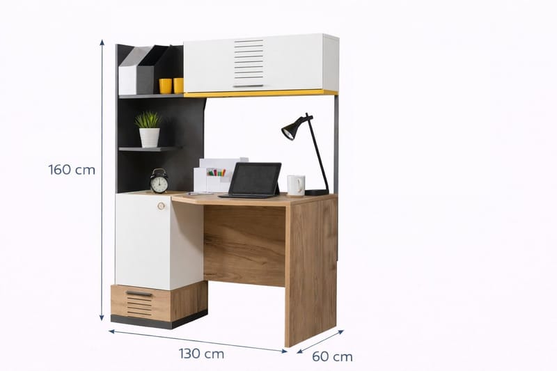 Skrivebord Homitis Relax (130 x 160 x 60 cm) Hvit Antrasitt Gul Brun - Møbler - Bord - Kontorbord - Skrivebord