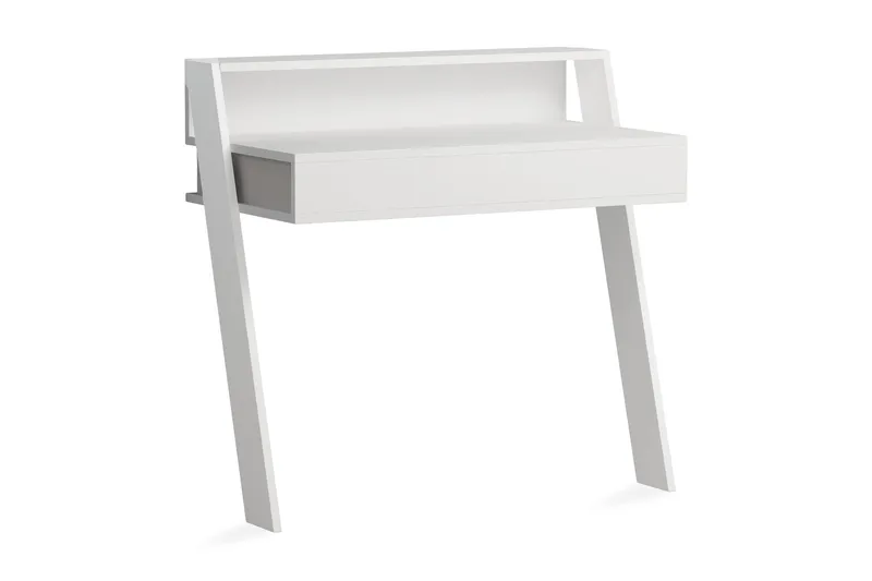 Homitis Veggskrivebord 94 cm med Oppbevaringsskuff + Hylle, Hvit
