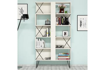 Hovdane Skrivebord 120 cm med Oppbevaring + 2 Bokhyller - Kremhvit/Svart - Møbler - Bord - Kontorbord - Skrivebord