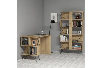 Hovdane Skrivebord 120 cm med Oppbevaring Hylle + Bokhylle