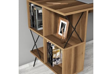 Hovdane Skrivebord 120 cm med Oppbevaring Hylle + Bokhylle L - Brun/Svart - Møbler - Bord - Kontorbord - Skrivebord