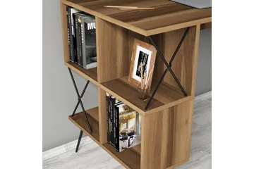 Hovdane Skrivebord 120 cm med Oppbevaring Hylle + Bokhylle L - Brun/Svart - Møbler - Bord - Kontorbord - Skrivebord