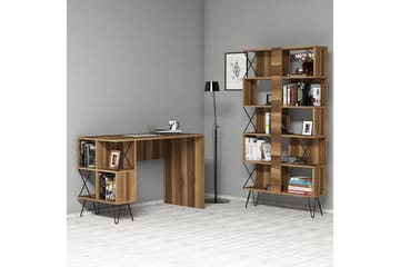 Hovdane Skrivebord 120 cm med Oppbevaring Hylle + Bokhylle - Svart/Eik/Brun - Møbler - Bord - Kontorbord - Skrivebord