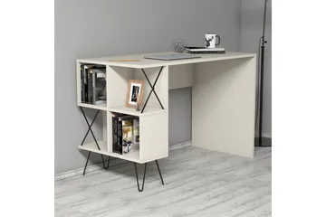 Hovdane Skrivebord 120 cm med Oppbevaring Hylle + Bokhylle - Ekstra Hvit/Svart - Møbler - Bord - Kontorbord - Skrivebord