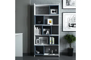 Hovdane Skrivebord 120 cm med Oppbevaring + Vegghylle + - Hvit/Blå - Møbler - Bord - Kontorbord - Skrivebord