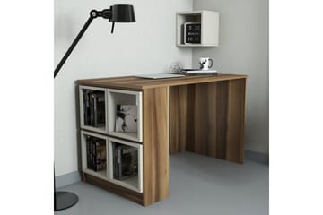 Hovdane Skrivebord 120 med Oppbevaring Hylle + Vegghylle - Brun/Eik - Møbler - Bord - Kontorbord - Skrivebord